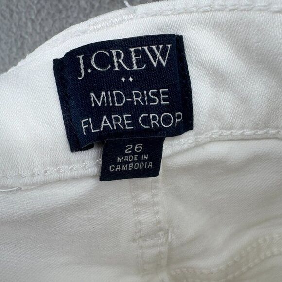 J.Crew Flare Crop Mid Rise White Jean in stretch Sz 26 BO933 - Picture 13 of 15